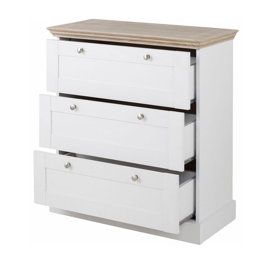 Imvaro Wooden Chest Of 3 Drawers in White and Oak