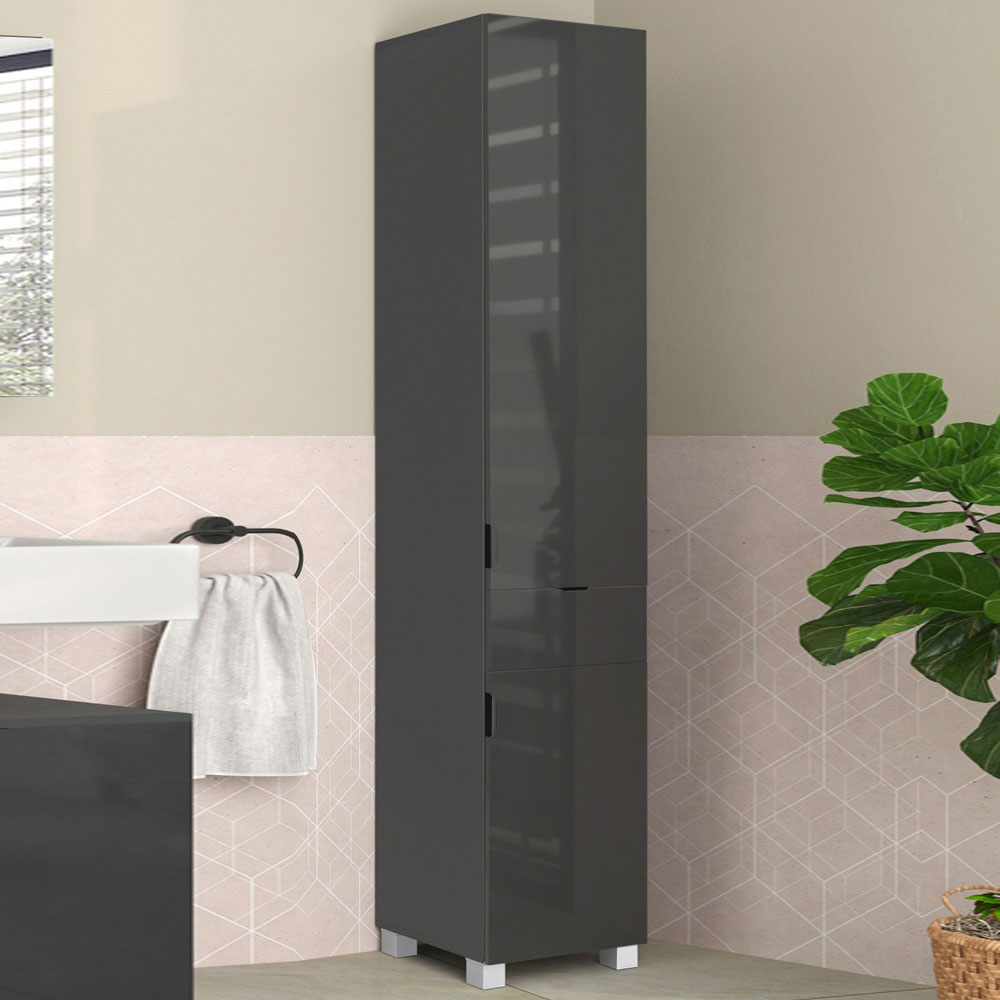 Imvoro Tall Wooden Bathroom Storage Cabinet in Grey