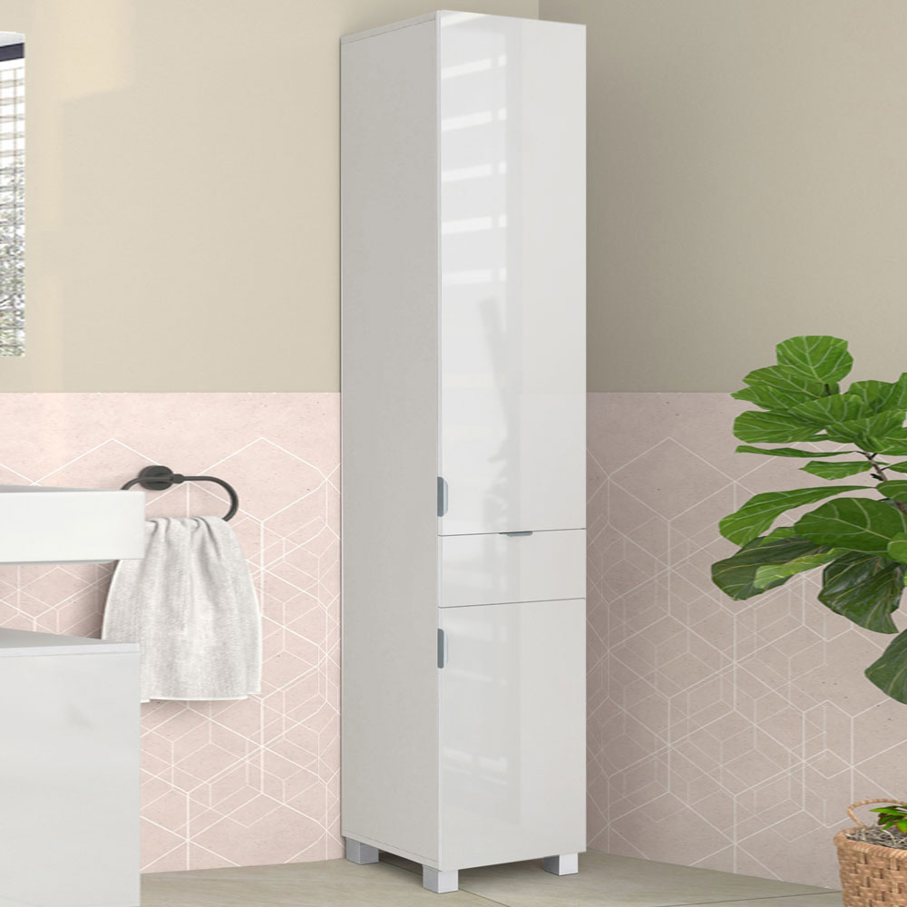 Imvoro Tall Wooden Bathroom Storage Cabinet in White