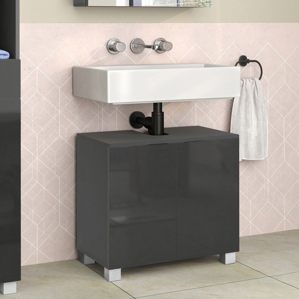 Imvoro Wooden Vanity Unit with 2 Doors in Grey