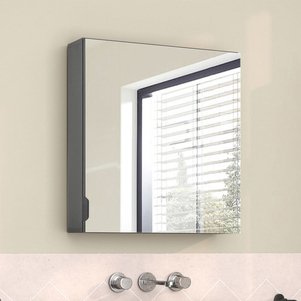 Imvoro Wooden Wall Mounted Bathroom Mirror Cabinet in Grey