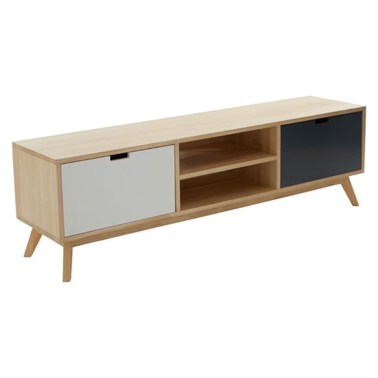 Read more about Inaja wooden tv stand with 2 doors in two tone and natural