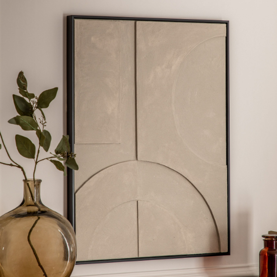 Product photograph of Inala Relief Framed Wall Art In Grey And Natural from Furniture in Fashion