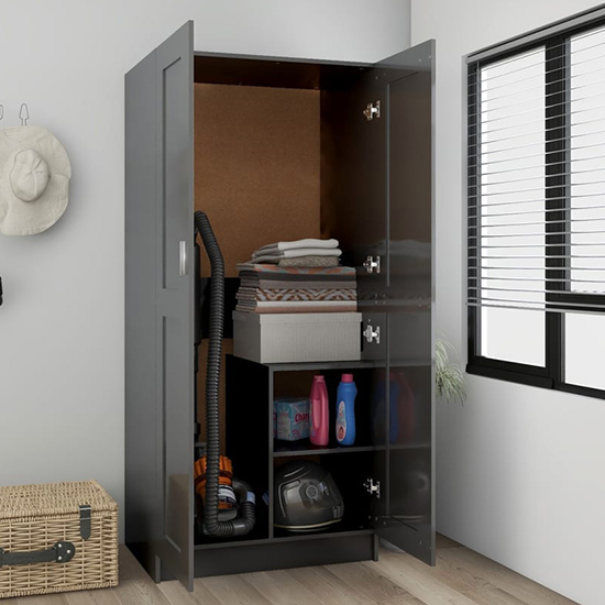 Inara High Gloss Wardrobe With 2 Doors In Grey_2