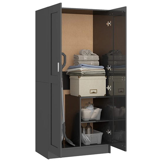 Inara High Gloss Wardrobe With 2 Doors In Grey_4