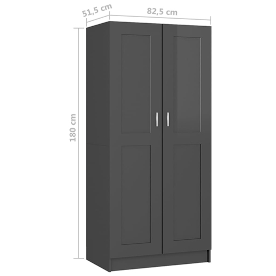 Inara High Gloss Wardrobe With 2 Doors In Grey_6