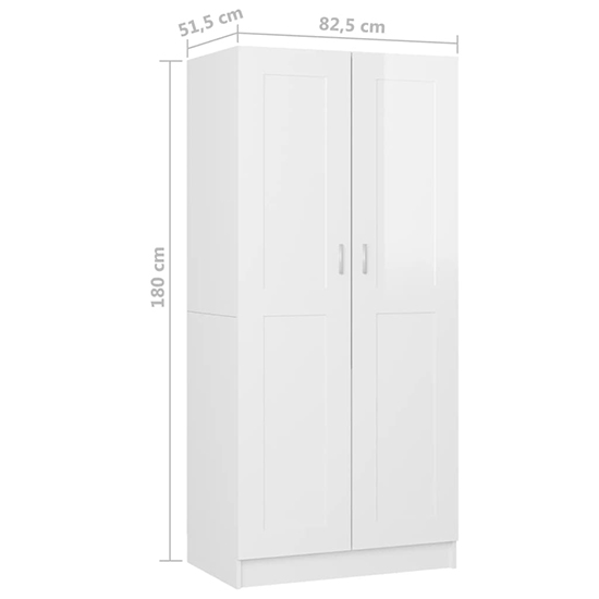 Inara High Gloss Wardrobe With 2 Doors In White_6
