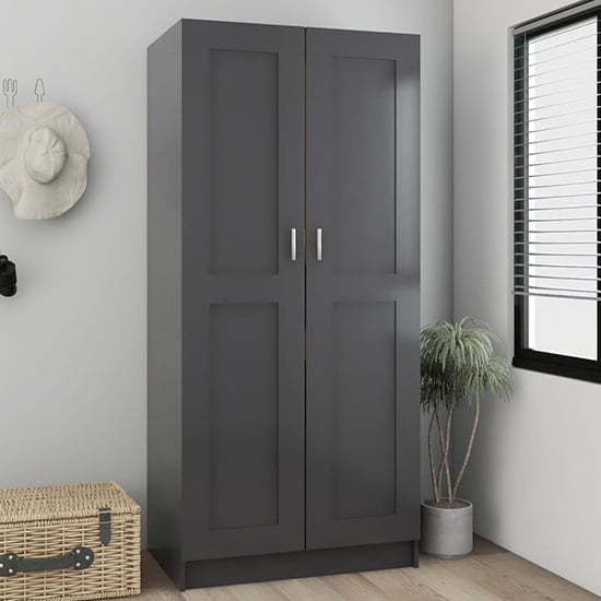 Inara Wooden Wardrobe With 2 Doors In Grey