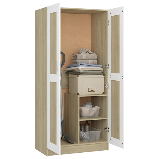 Inara Wooden Wardrobe With 2 Doors In White And Sonoma Oak_4