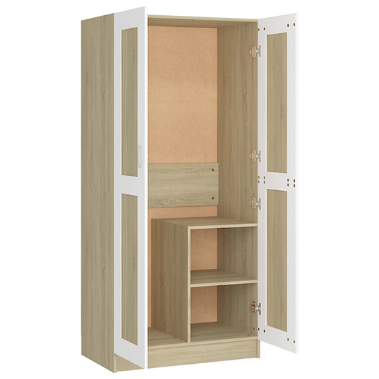 Inara Wooden Wardrobe With 2 Doors In White And Sonoma Oak_5