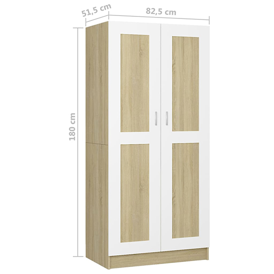 Inara Wooden Wardrobe With 2 Doors In White And Sonoma Oak_6