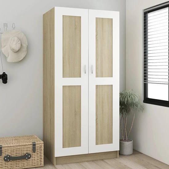 Inara Wooden Wardrobe With 2 Doors In White And Sonoma Oak