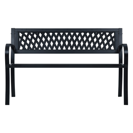 Inaya 125cm Diamond Design Steel Garden Seating Bench In Black
