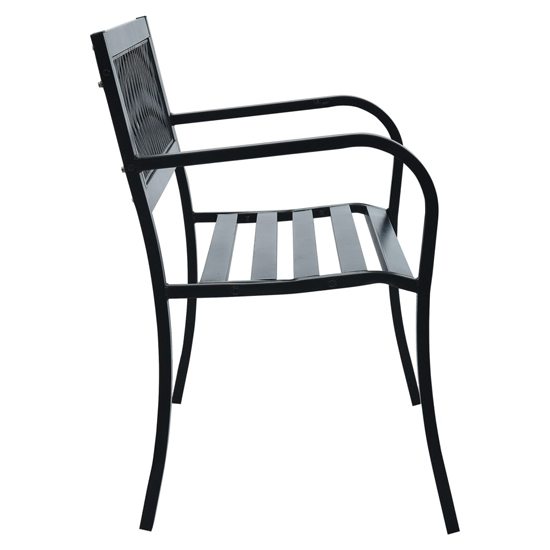 Inaya 125cm Diamond Design Steel Garden Seating Bench In Black_3