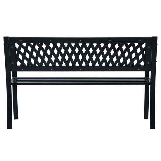 Inaya 125cm Diamond Design Steel Garden Seating Bench In Black_4