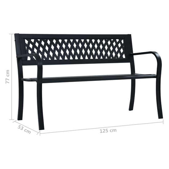 Inaya 125cm Diamond Design Steel Garden Seating Bench In Black_5