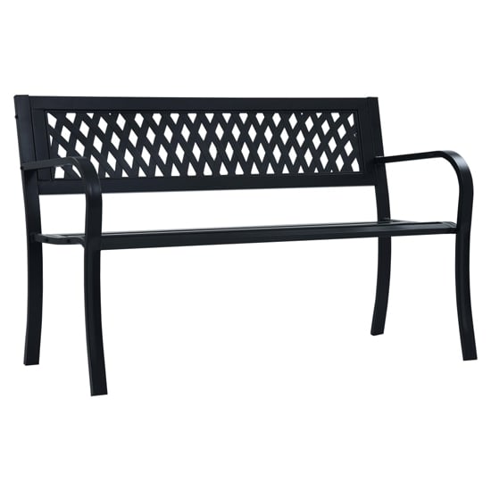 Inaya 125cm Diamond Design Steel Garden Seating Bench In Black