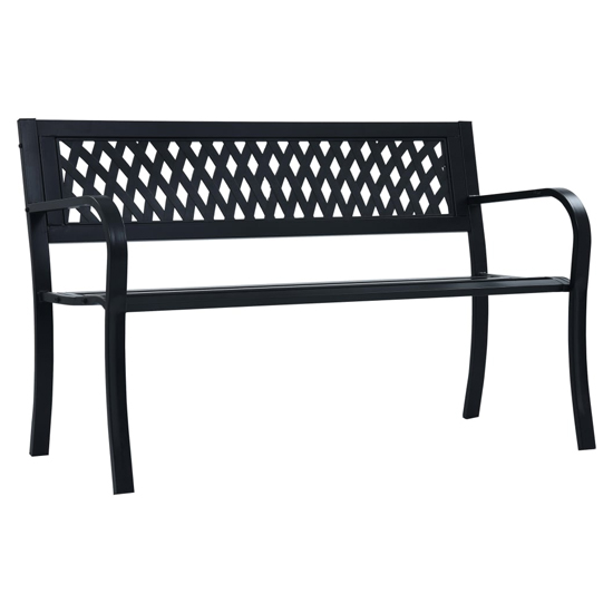 Product photograph of Inaya 125cm Diamond Design Steel Garden Seating Bench In Black from Furniture in Fashion