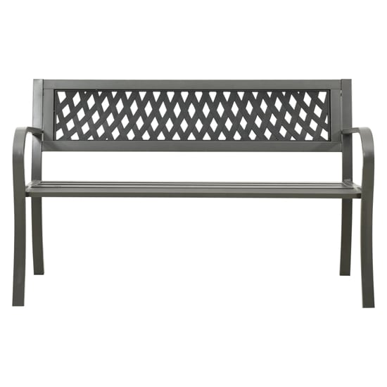 Inaya 125cm Diamond Design Steel Garden Seating Bench In Grey_2
