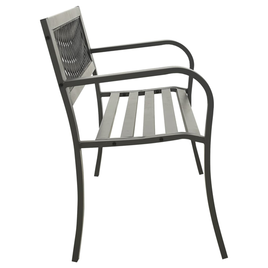 Inaya 125cm Diamond Design Steel Garden Seating Bench In Grey_3