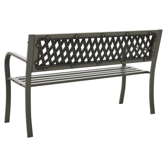 Inaya 125cm Diamond Design Steel Garden Seating Bench In Grey_4