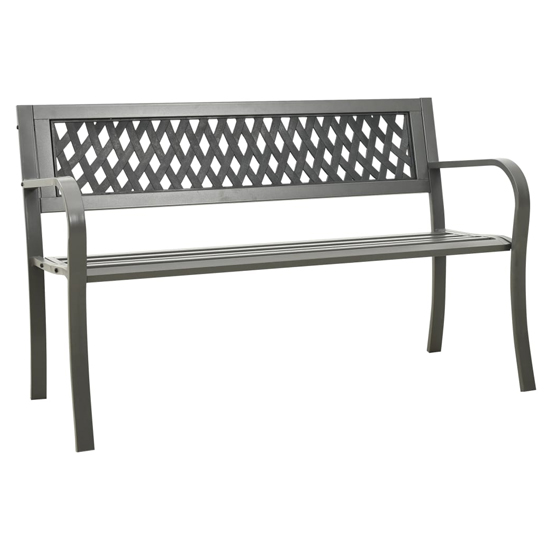 Product photograph of Inaya 125cm Diamond Design Steel Garden Seating Bench In Grey from Furniture in Fashion