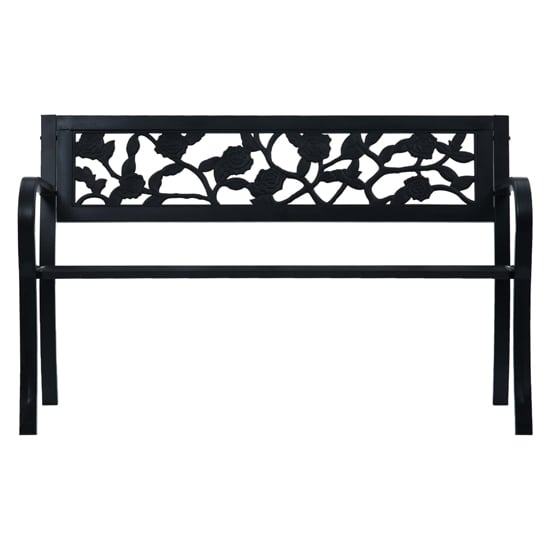 Inaya 125cm Rose Design Steel Garden Seating Bench In Black_2