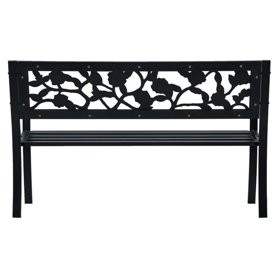 Inaya 125cm Rose Design Steel Garden Seating Bench In Black_4