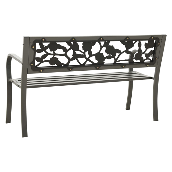 Inaya 125cm Rose Design Steel Garden Seating Bench In Grey_4
