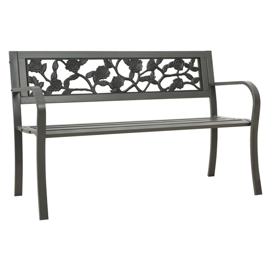 Read more about Inaya 125cm rose design steel garden seating bench in grey