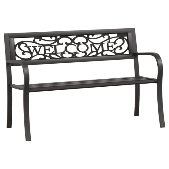 Inaya 125cm Welcome Design Steel Garden Seating Bench In Black_2