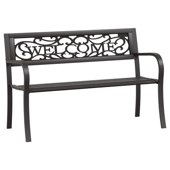 Inaya 125cm Welcome Design Steel Garden Seating Bench In Black