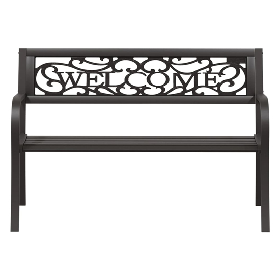 Inaya 125cm Welcome Design Steel Garden Seating Bench In Black