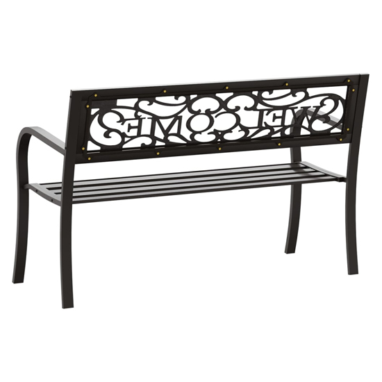 Inaya 125cm Welcome Design Steel Garden Seating Bench In Black