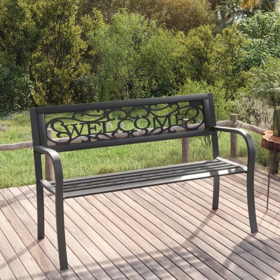 Read more about Inaya 125cm welcome design steel garden seating bench in black