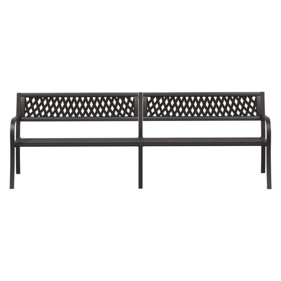 Inaya 246cm Diamond Design Steel Garden Seating Bench In Black_3