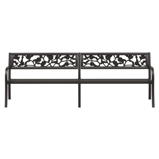 Inaya 246cm Rose Design Steel Garden Seating Bench In Black_3