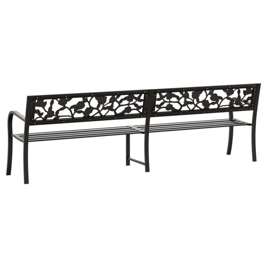Inaya 246cm Rose Design Steel Garden Seating Bench In Black_5