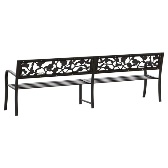 Inaya 246cm Rose Design Steel Garden Seating Bench In Black_5