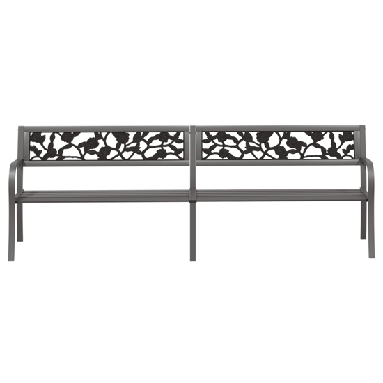 Inaya 246cm Rose Design Steel Garden Seating Bench In Grey_3