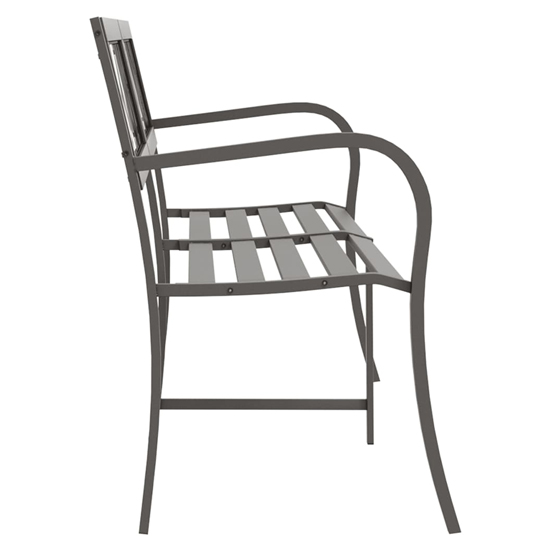 Inaya 246cm Rose Design Steel Garden Seating Bench In Grey_4