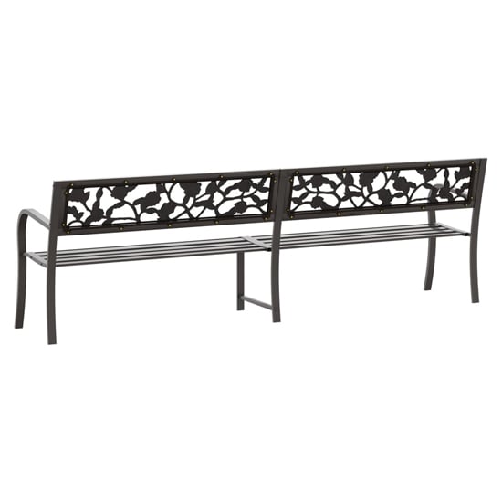 Inaya 246cm Rose Design Steel Garden Seating Bench In Grey_5