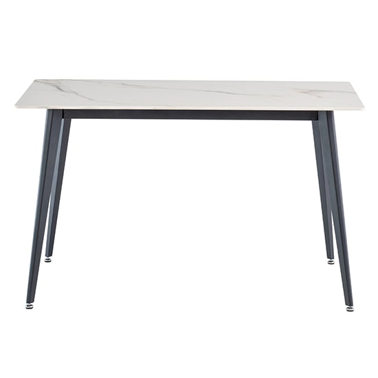 Inbar 130cm Marble Dining Table In Kass Gold With Black Legs