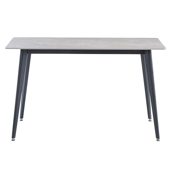 Inbar 130cm Marble Dining Table In Rebecca Grey With Black Legs