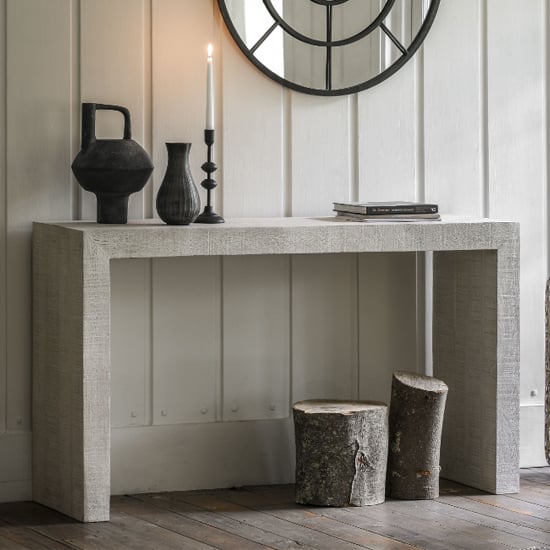 Inca Mango Wood Console Table In Whitewash