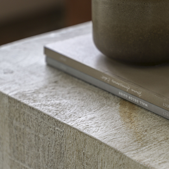 Inca Mango Wood Side Table Square In Whitewash