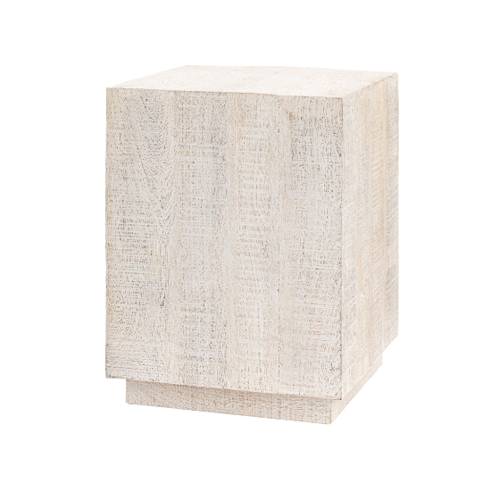 Inca Mango Wood Side Table Square In Whitewash
