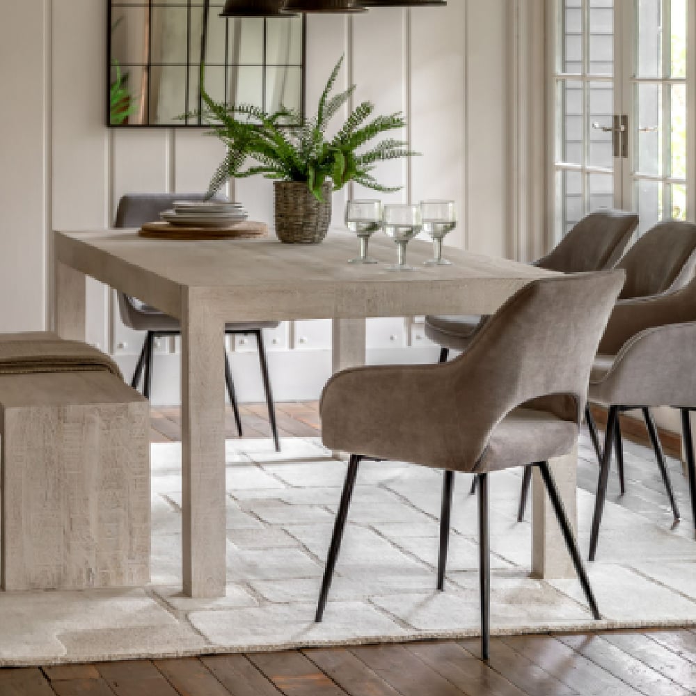 Inca Wooden Dining Table In Whitewash