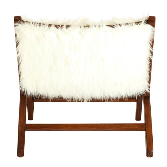 Inco White Faux Fur Fabric Upholstered Angled Accent Chair_4