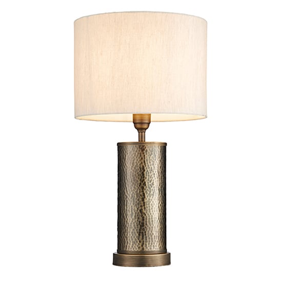 Indara Natural Linen Shade Table Lamp In Hammered Bronze_2